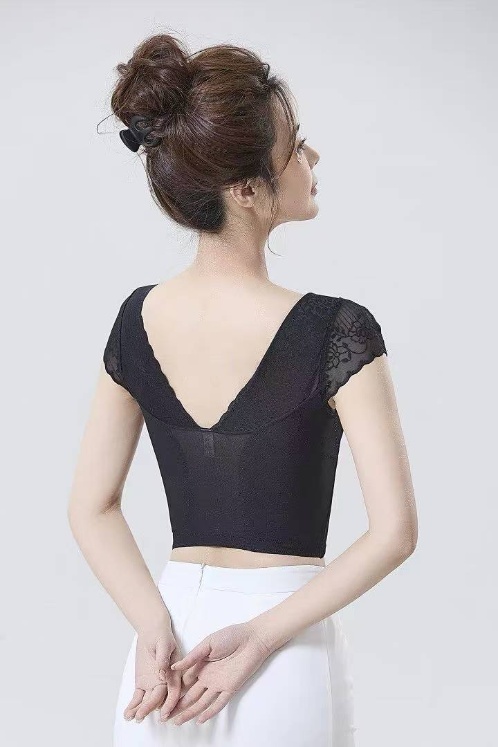 【院线新品】专供线下 美体塑身 美背V领 蕾丝提花紧身收腹带袖