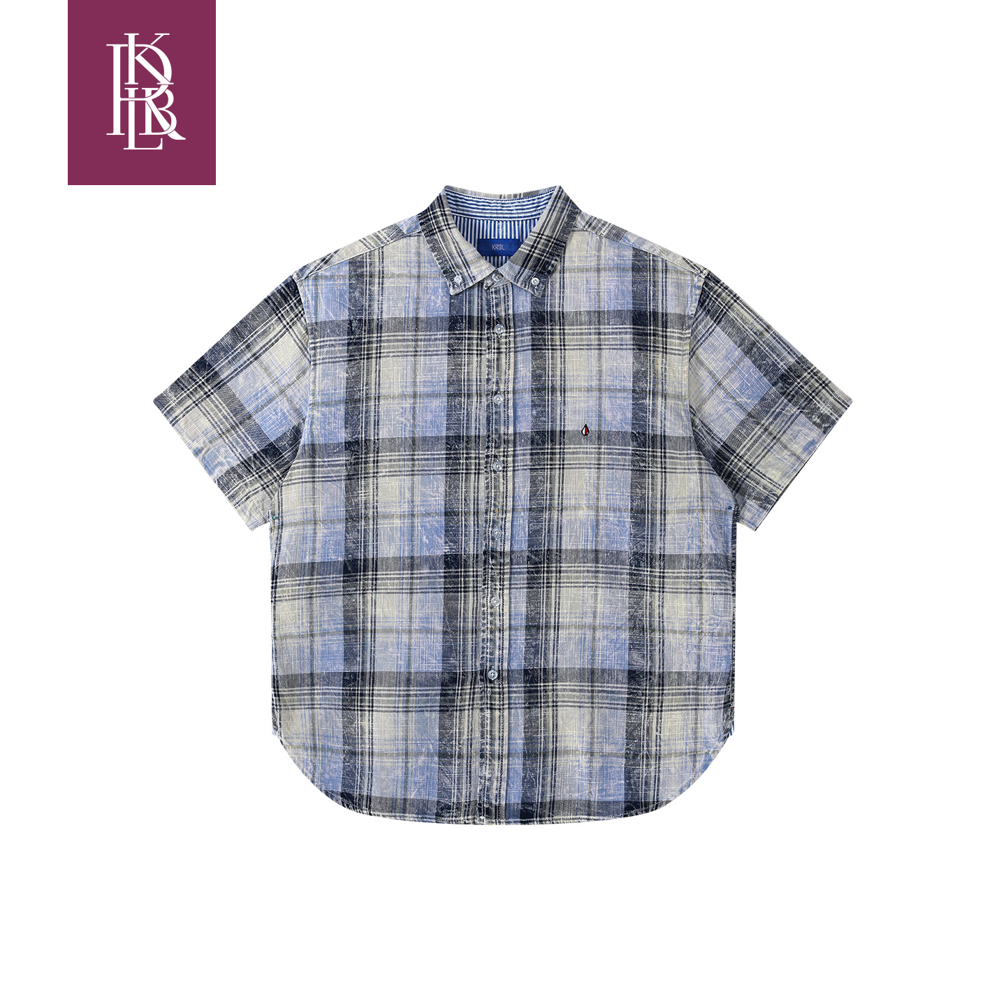 蓝布屋夏季新品TOMMY同款145g洗褪色织经典格纹短袖衬衫289TM