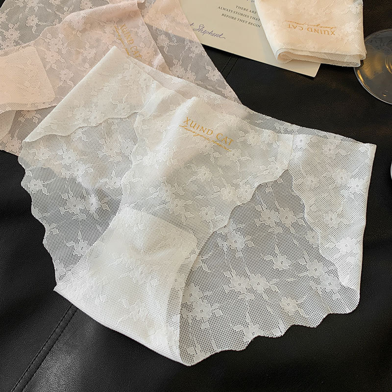 夏季超薄无痕纯欲繁花少女内裤中腰裸感亲肤蕾丝舒适透气女士内裤