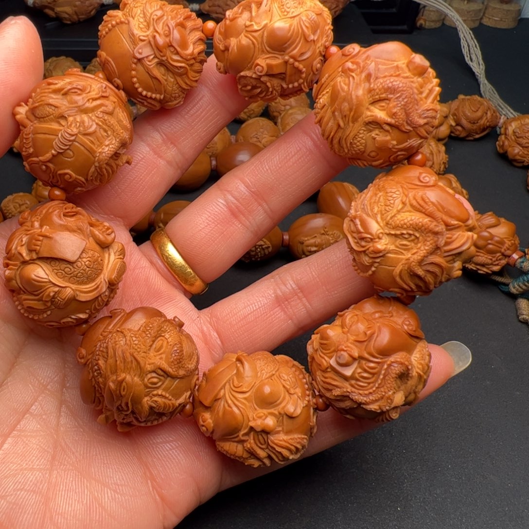 小***道橄榄核手串/手链橄榄核雕刻的核雕作品