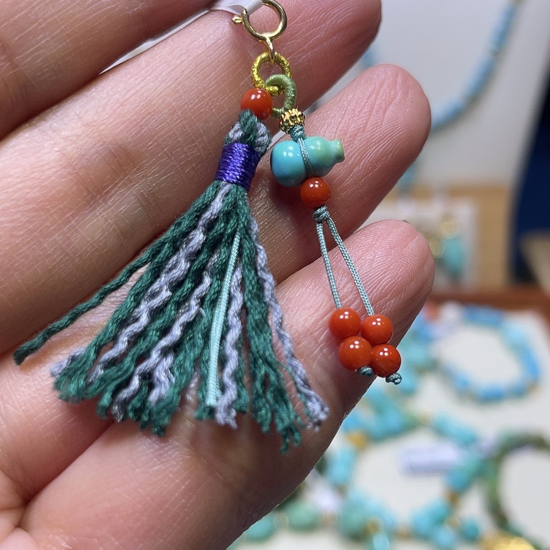 绿松石银S925镀金镶嵌滴流