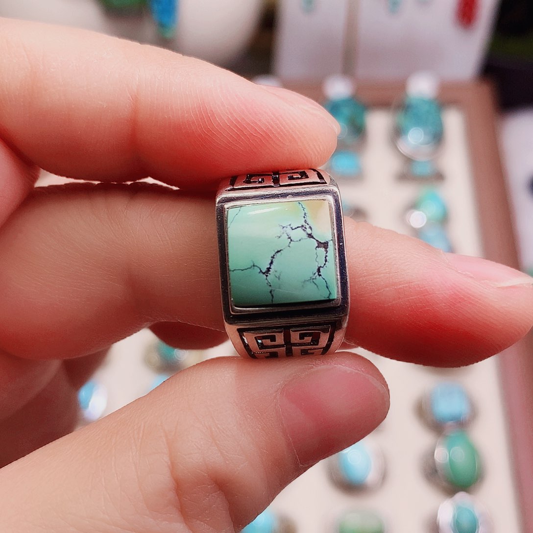 绿松石银S925镶嵌挂件