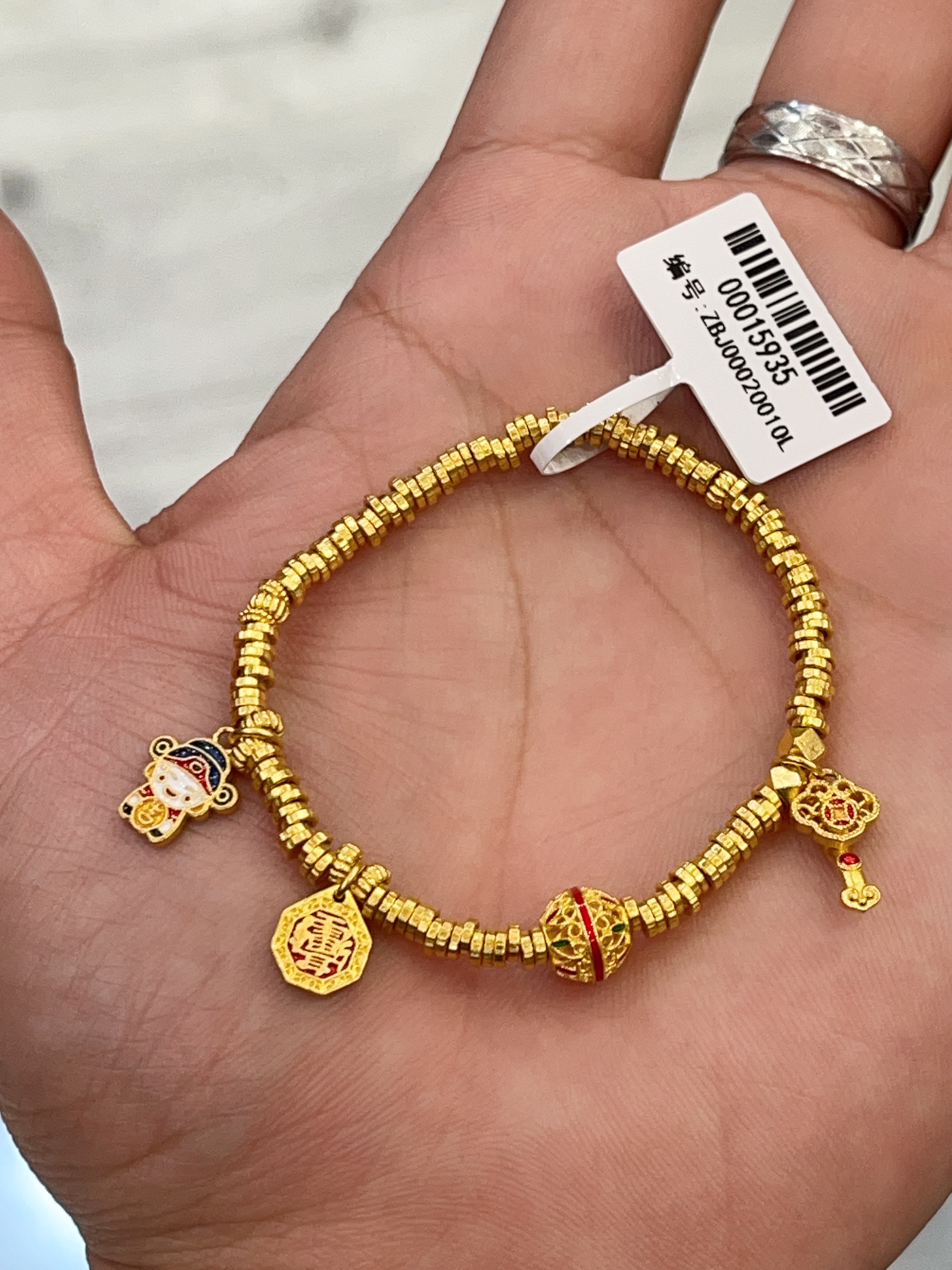 【菠萝珠宝】足金999 财神 手串 金重：17.22克