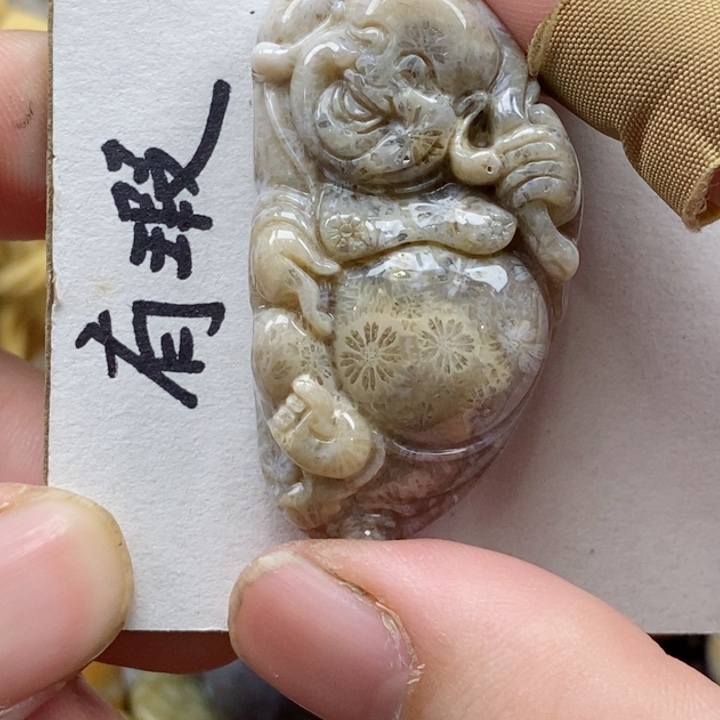 颈饰未镶嵌硅化珊瑚（珊瑚玉）