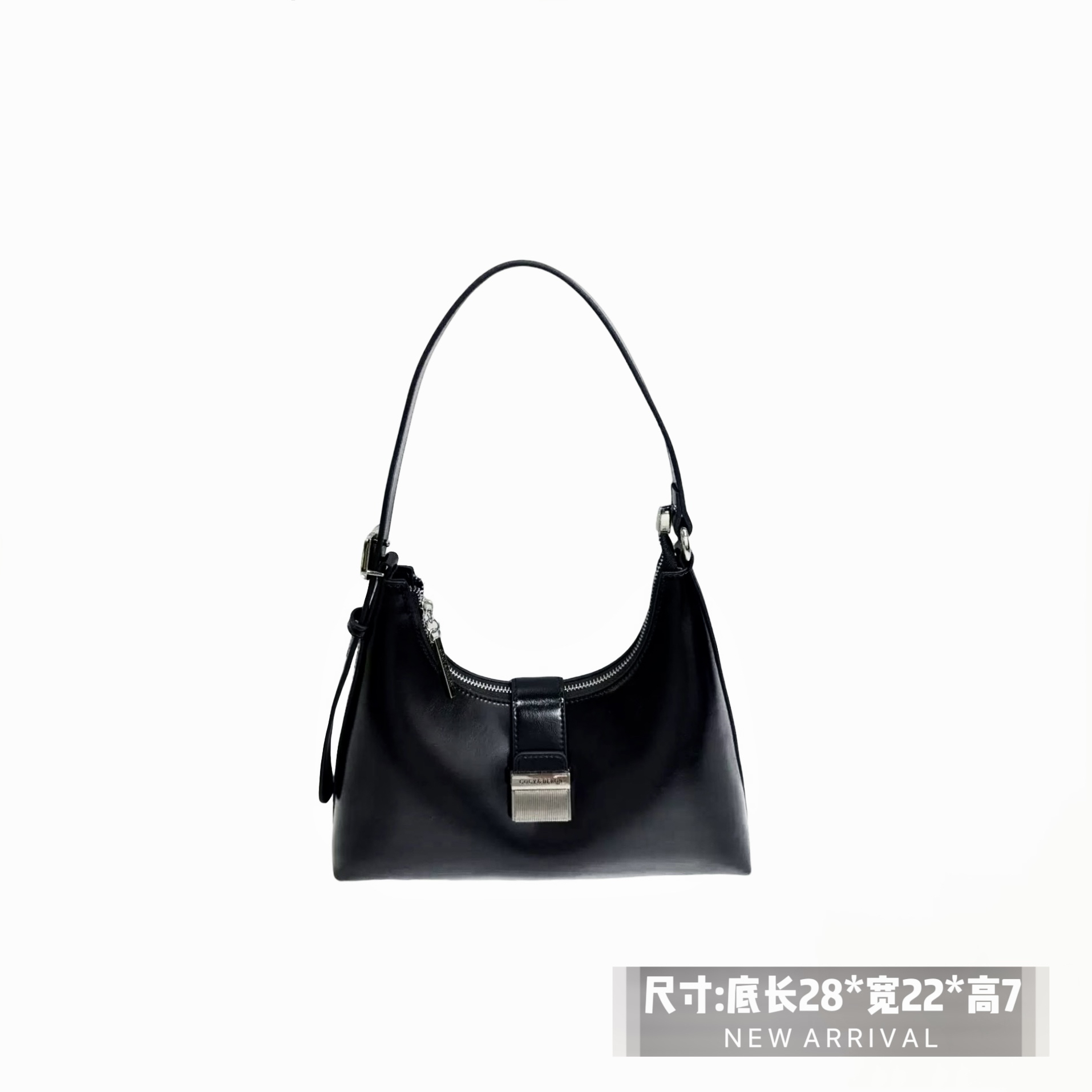 【气质轻奢】月牙法棍新款复古油蜡皮大容量斜挎拉链单肩可斜挎爆款