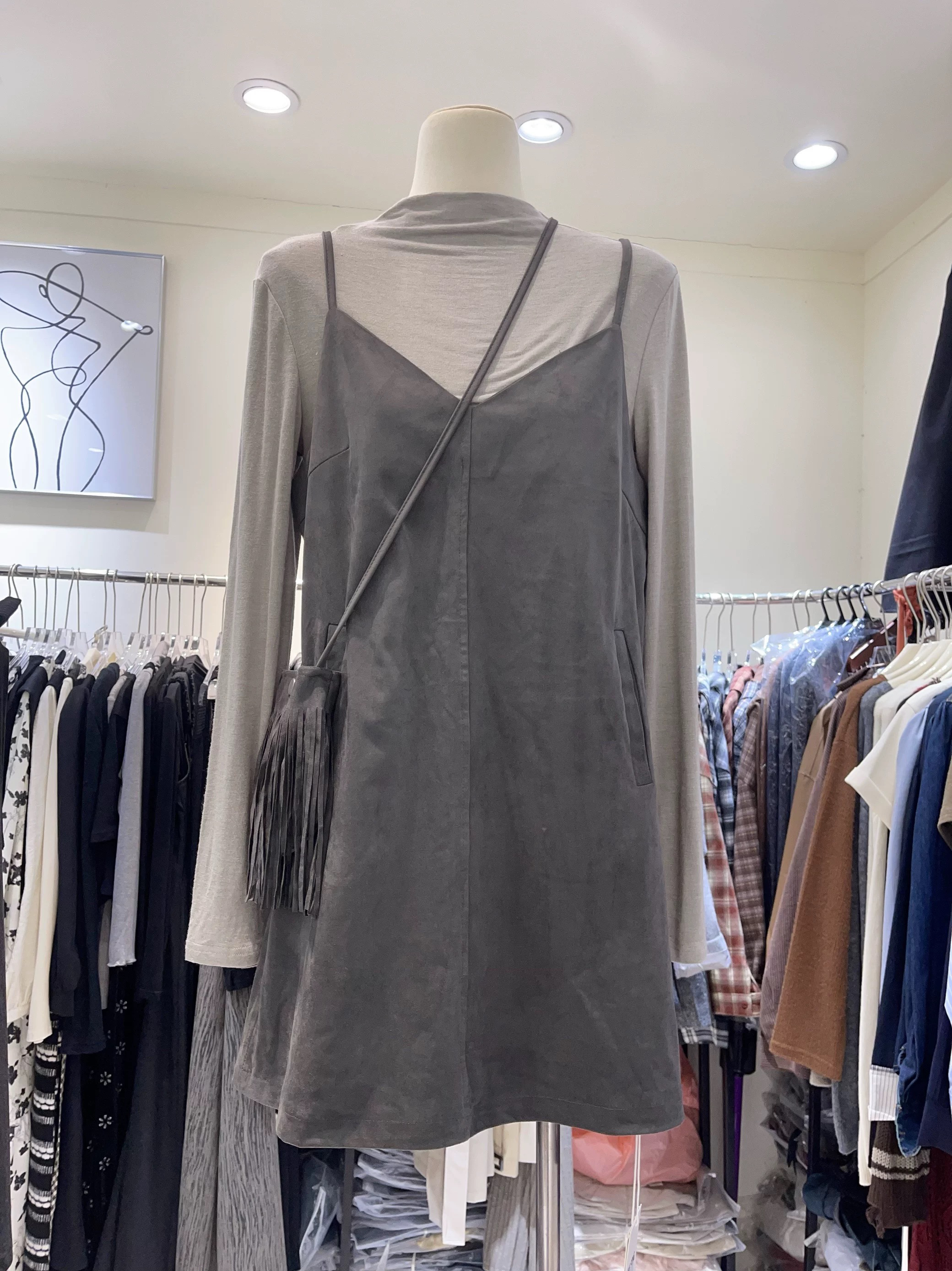 【三件套】2025秋冬百搭显瘦套装 打底+连衣裙+包包