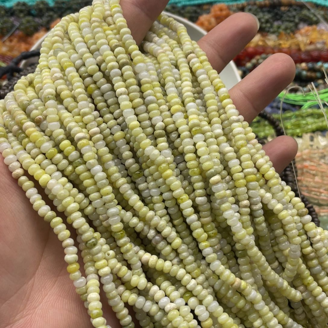 玛瑙/玉髓未镶嵌珠宝半成品两条装卡4mm菜花玉算盘珠