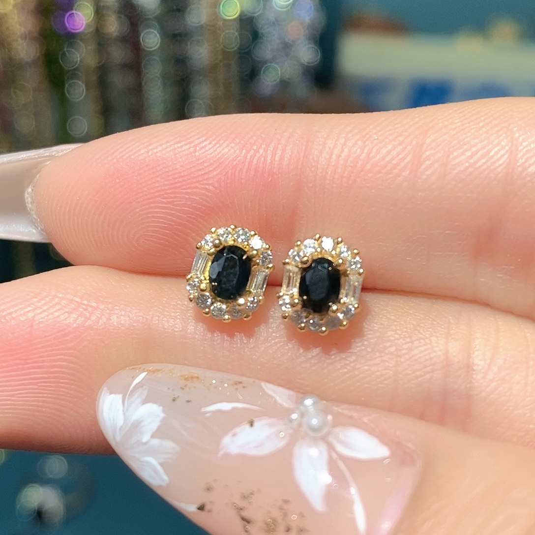 耳饰蓝宝石银S925镶嵌福利款