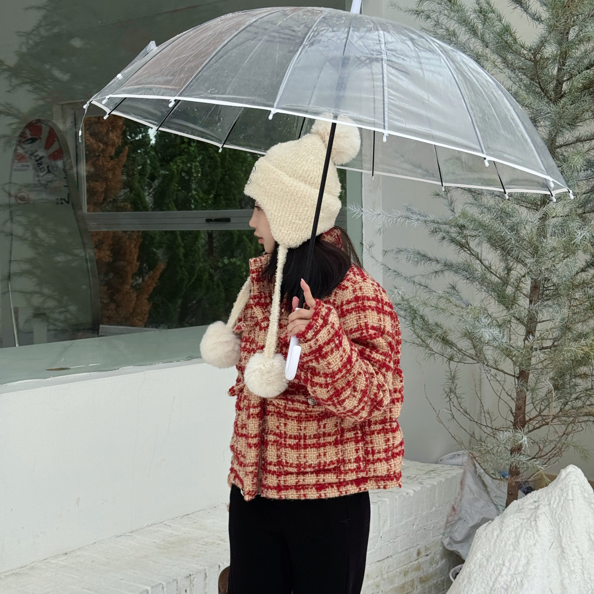 95白鹅绒高级感千鸟格暗扣绵羊毛羽绒服5583-314