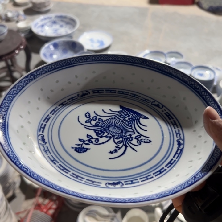 陶青花玲珑9寸兰花大盘