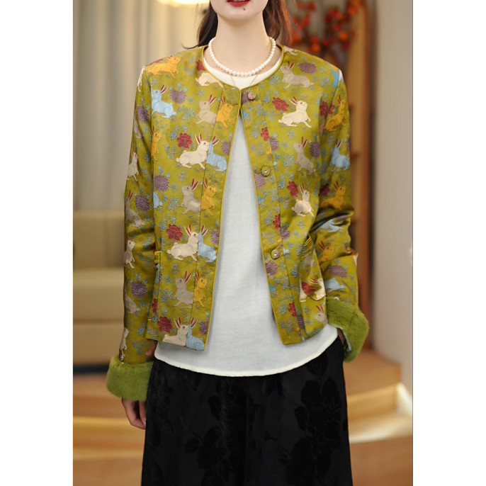 【韩然然原创设计】新中式秋冬真丝国风气质百搭羽绒棉服 N2922