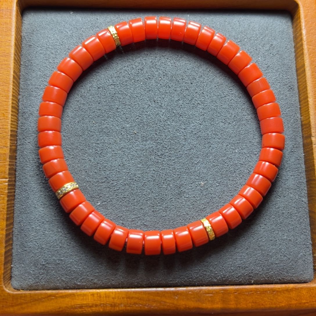 未镶嵌柿子红直切6mm南红玛瑙