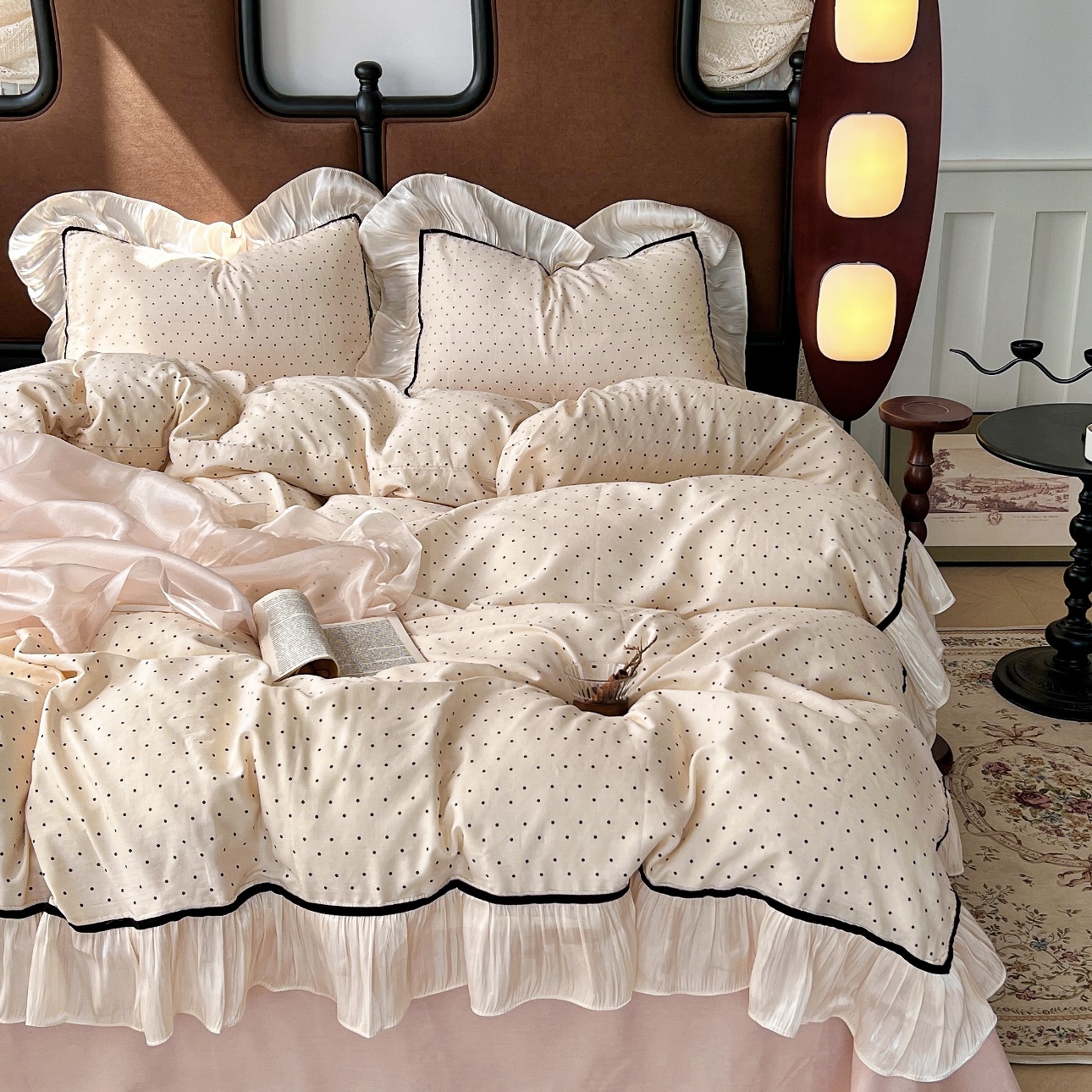 法式复古大花边全棉母婴A类双层纱三件套 四件套柔软舒适