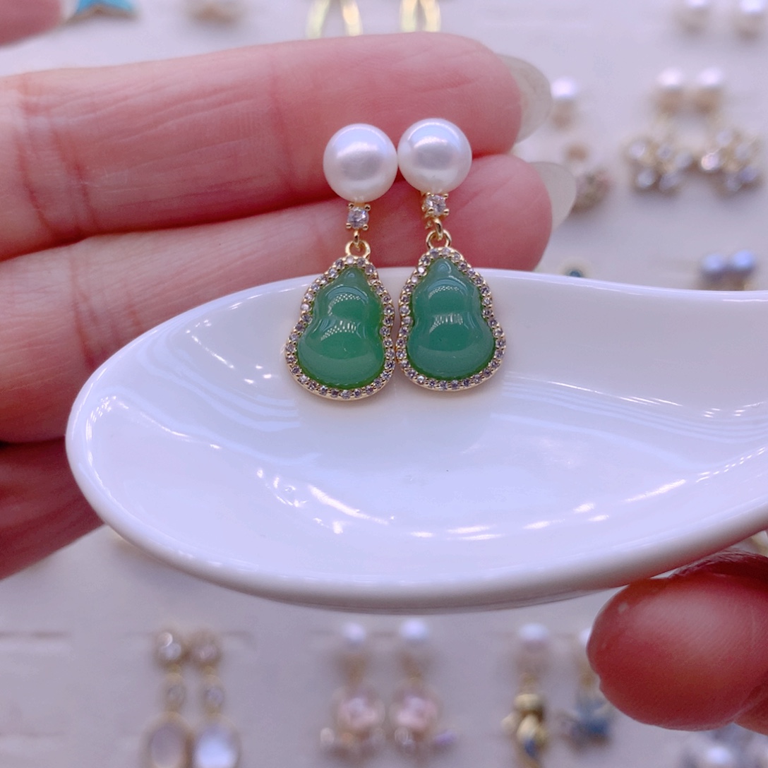 合金淡水珍珠耳饰