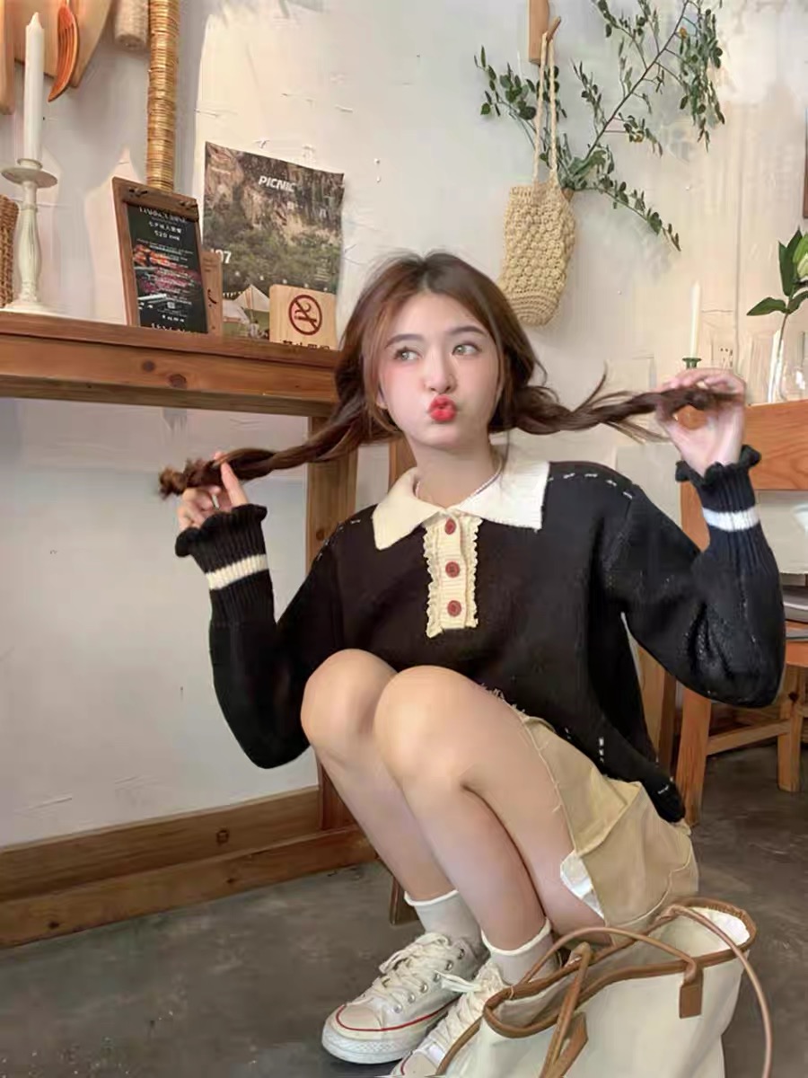 套装春季甜美可爱风套头短款针织秋冬慵懒风软糯百搭