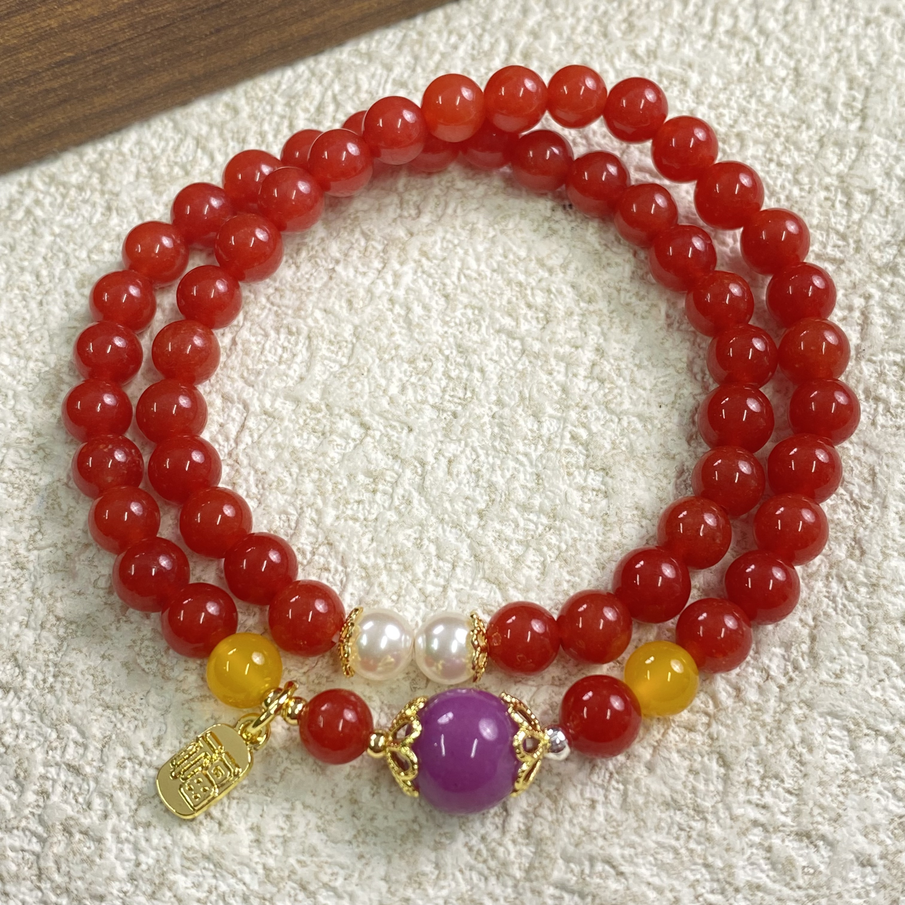 YHKINGS1365设计师款6m南红玛瑙双圈简约多样性发其一不带礼盒