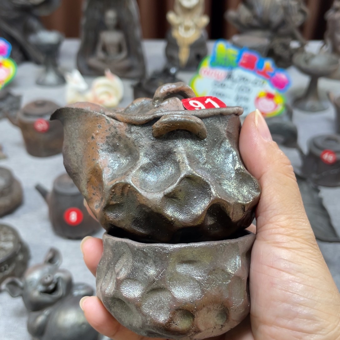 宝瓶全手捏小柴烧茶器