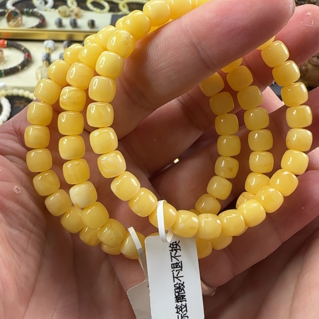 蜜蜡未镶嵌手串7.3mm蜜蜡单圈多样性发其一