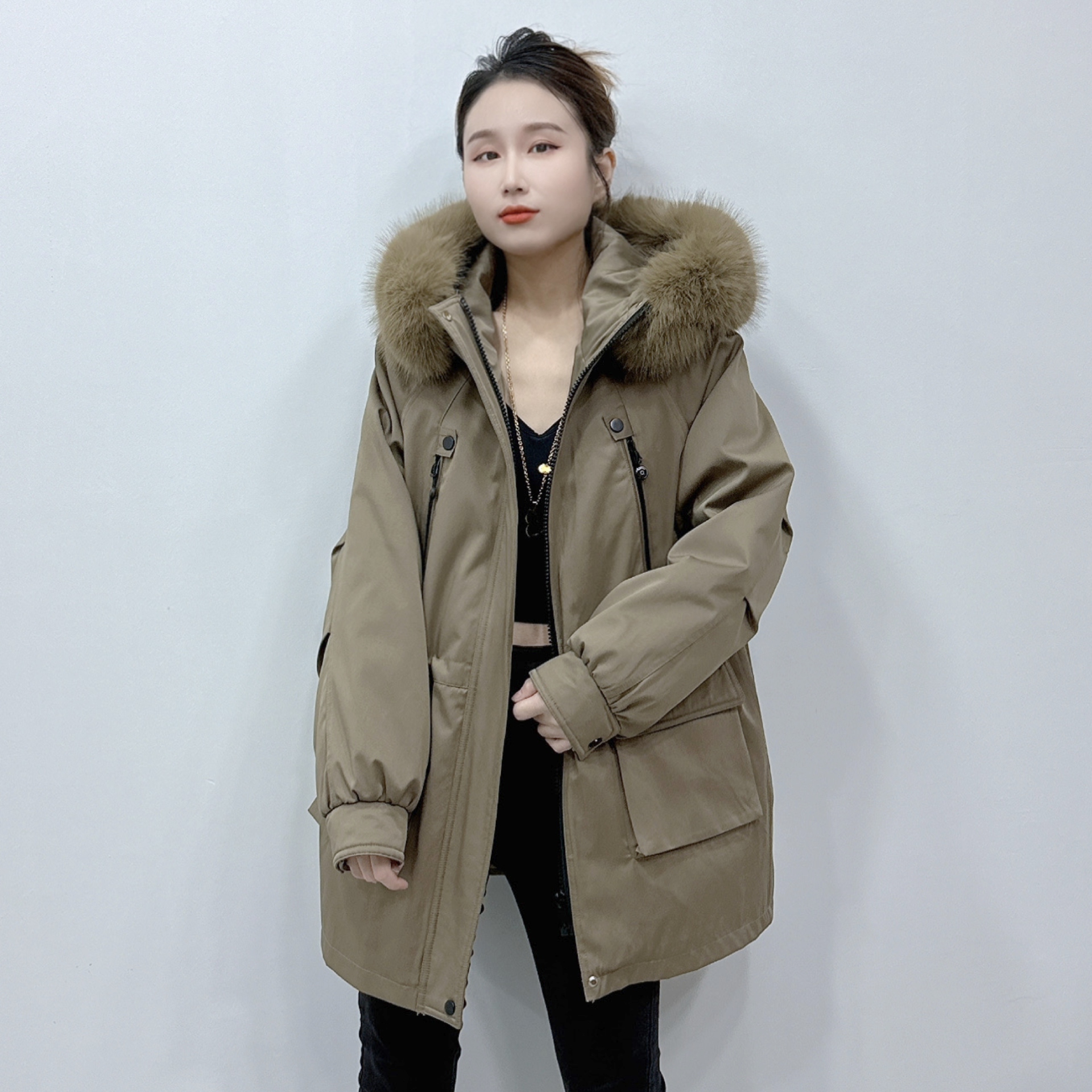 2383冬季新款女装活里活面派克棉服时尚休闲欧货重工