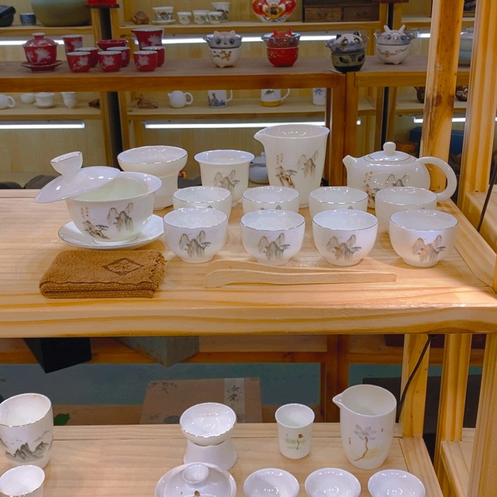 【不止】羊脂玉瓷茶具套装