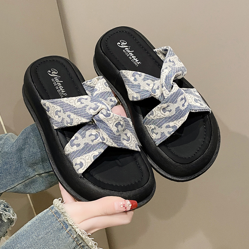 宝恒花裙子凉鞋女仙女风厚底罗马鞋子夏季新款高级感凉拖外穿