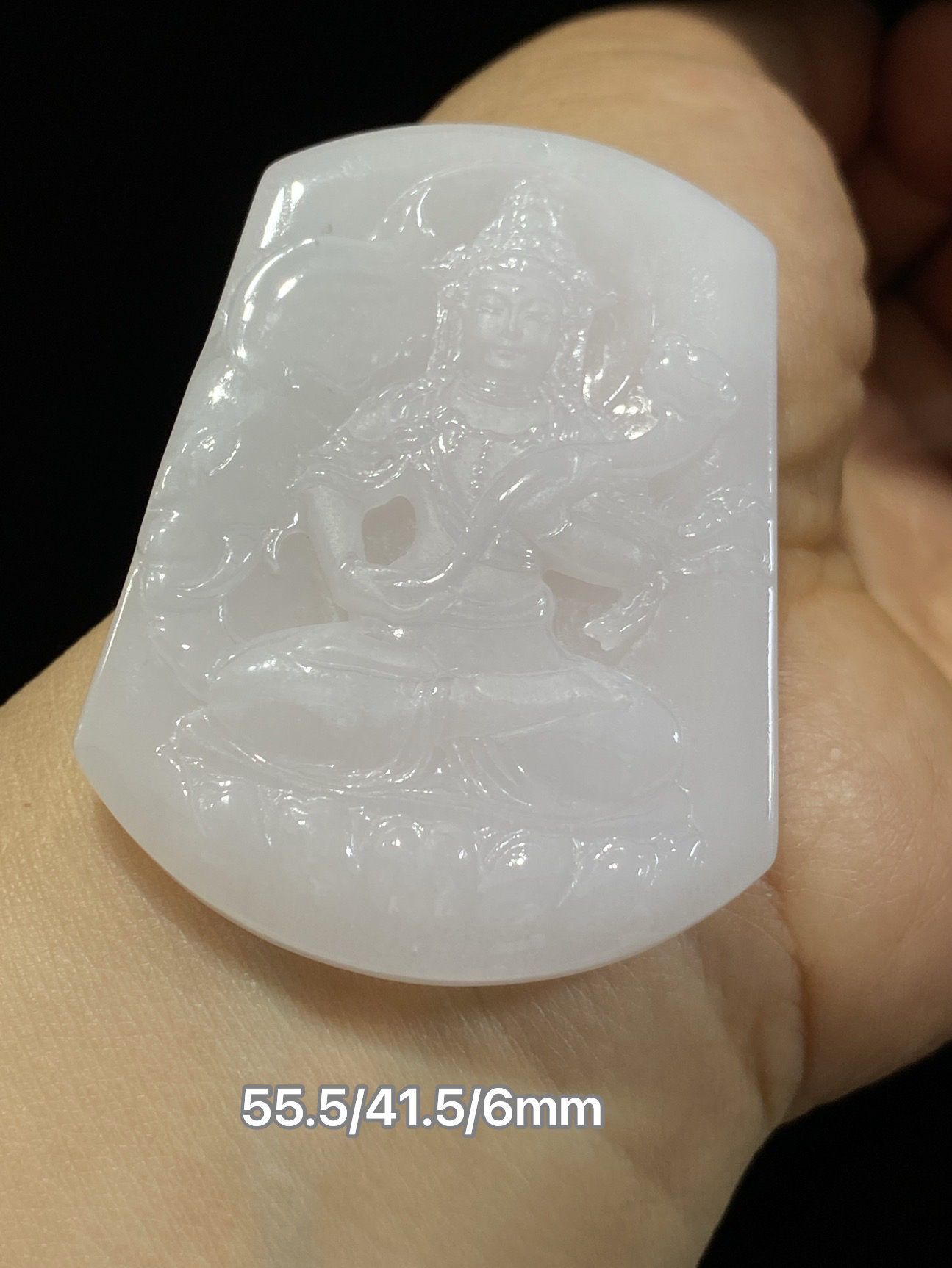 缅甸翡翠A货大势至菩萨观音牌子精工雕刻清爽细腻包邮证书天然玉