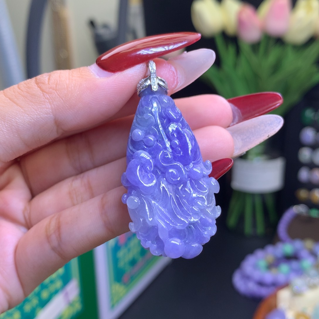 翡翠颈饰18K金镶嵌天然