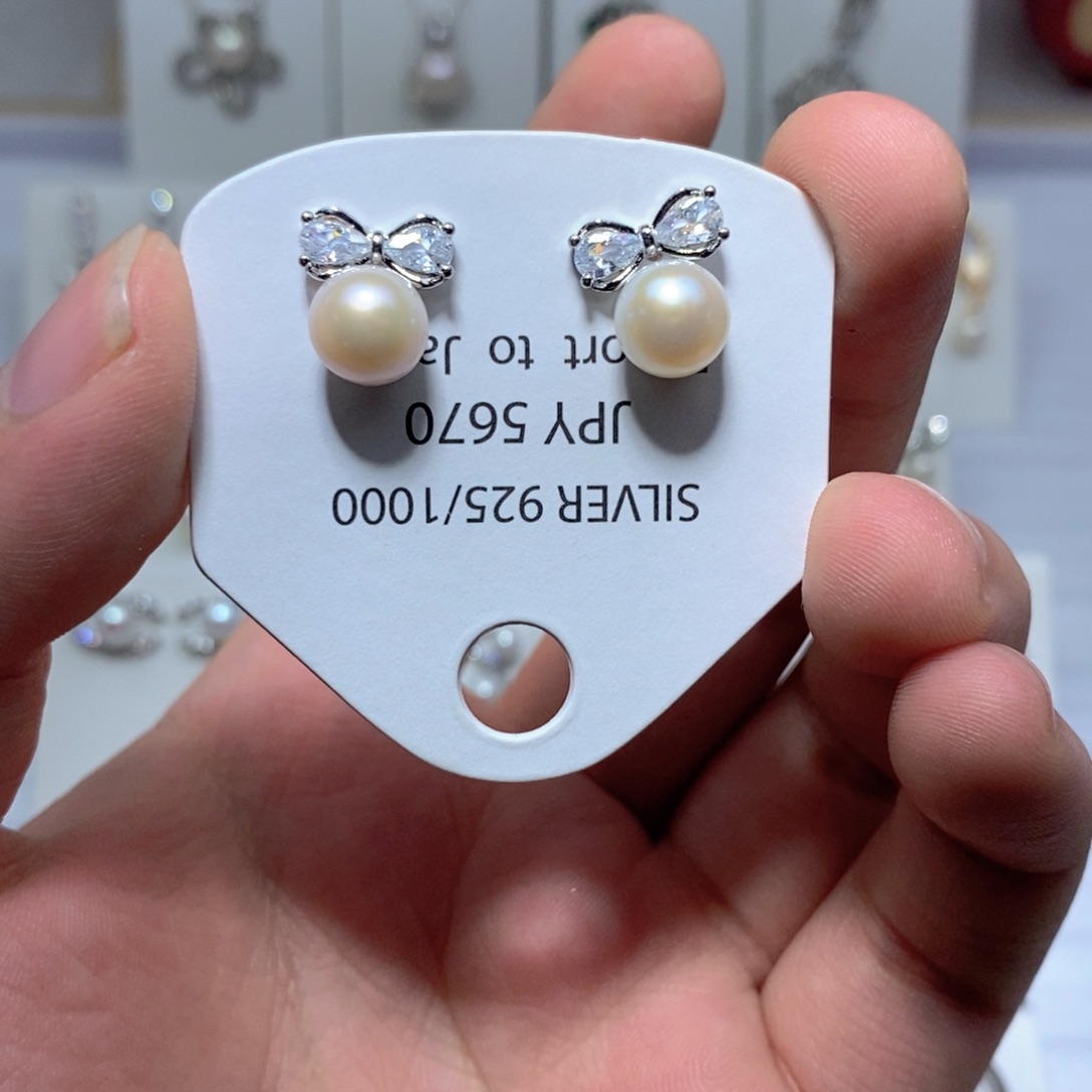 淡水珍珠耳饰银S925镶嵌