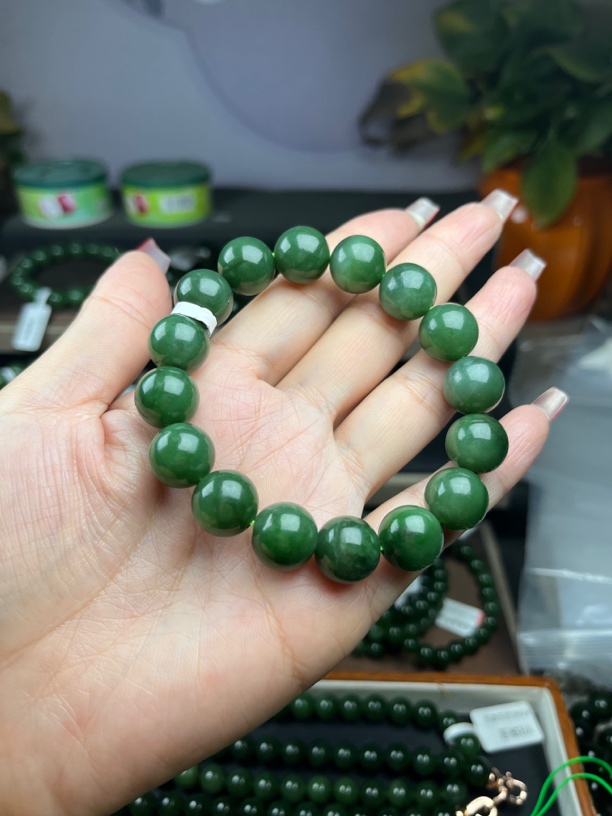 和田玉碧玉13mm手串福利放漏