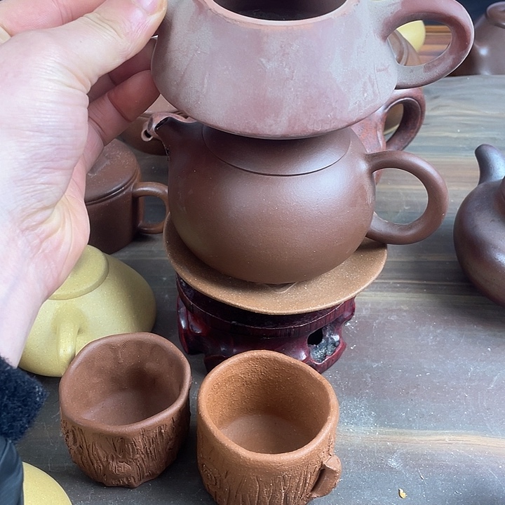 紫砂茶壶瑕处理两把