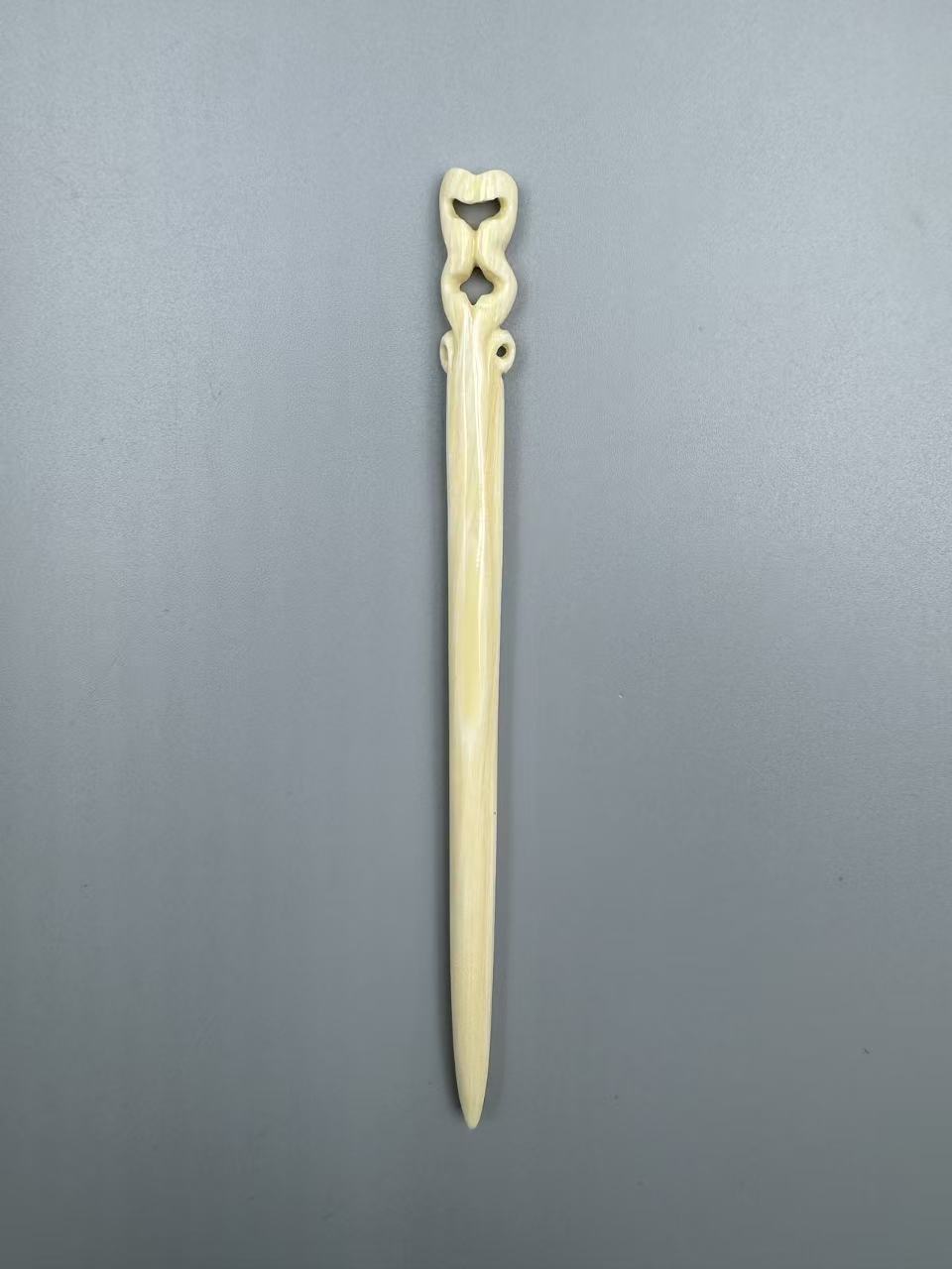 m50705 天然猛犸牙发簪簪子 心星相映 长度125.5*8.6mm