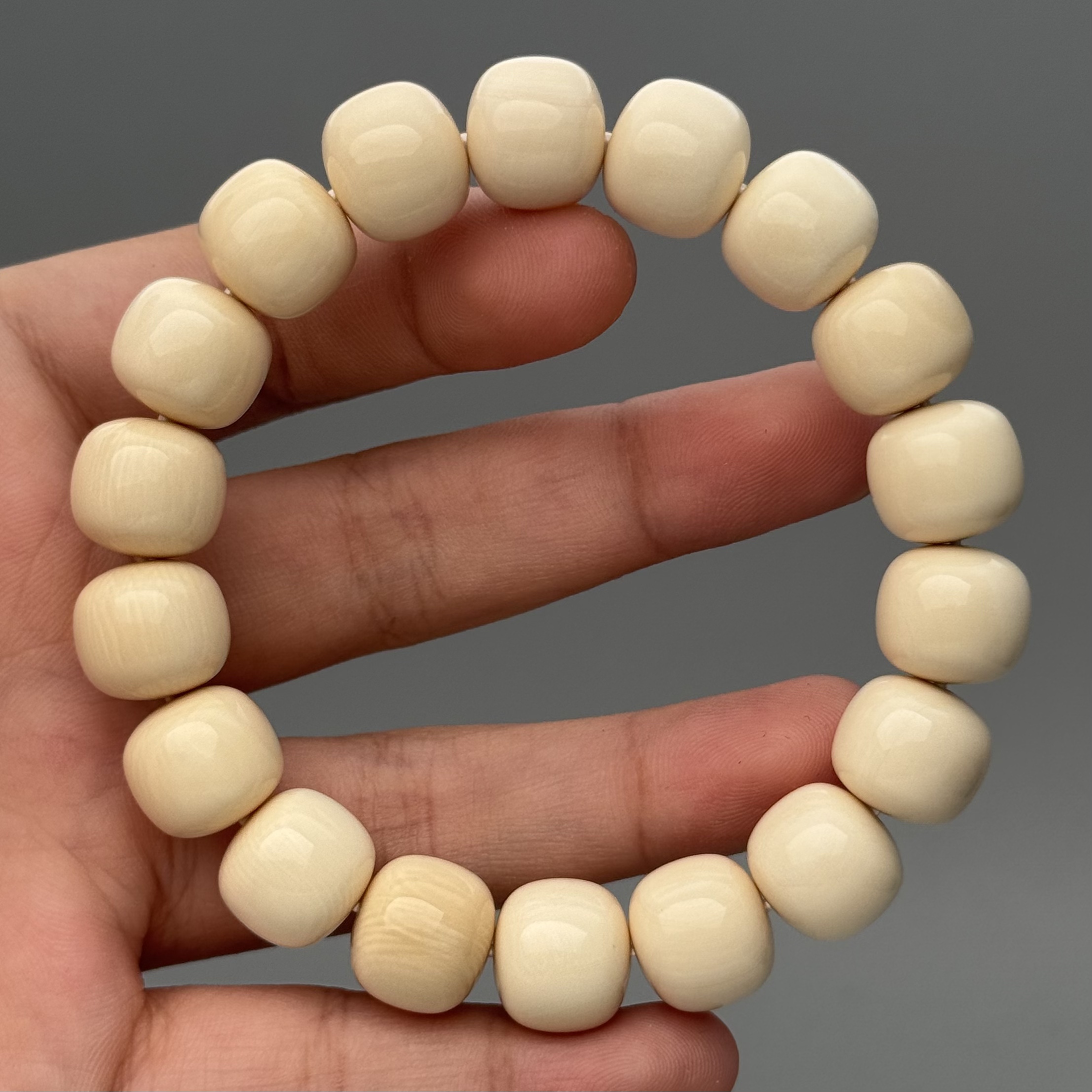 DEZHI/德志【年末特惠】12*11mm水印老型18颗手串天然猛犸牙F961