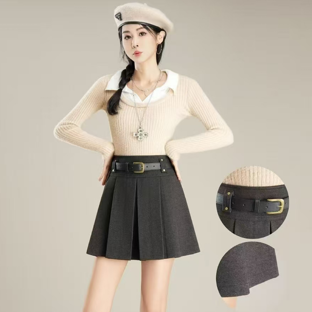 秋冬百褶半身裙短款修身显瘦百搭气质时尚秋季