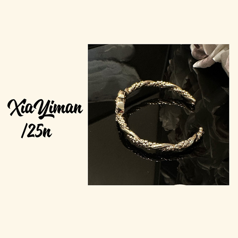 铜合金合成锆石手镯 咖金色麻花手镯MZ3115