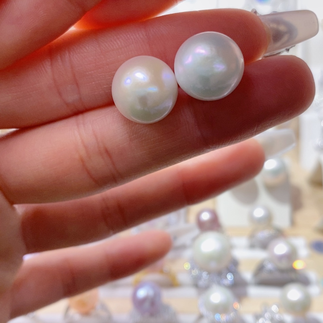 淡水珍珠耳饰银S925镶嵌