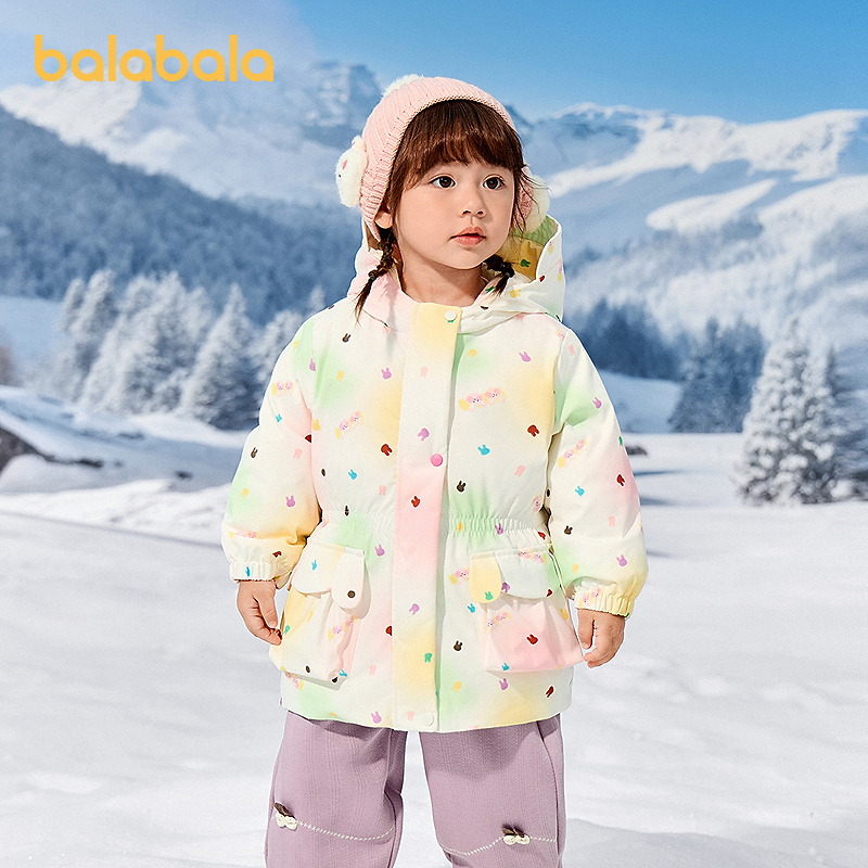 【商场同款】巴拉巴拉女童羽绒服厚款宝宝外套冬装2025新款户外潮