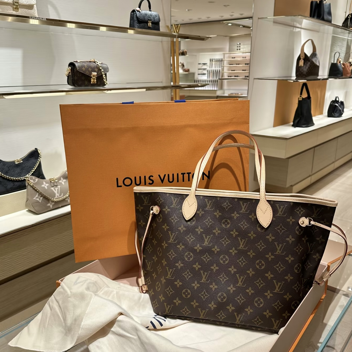 99新 LouisVuitton/路易威登 NEVRFUL老花购物袋托特单肩包