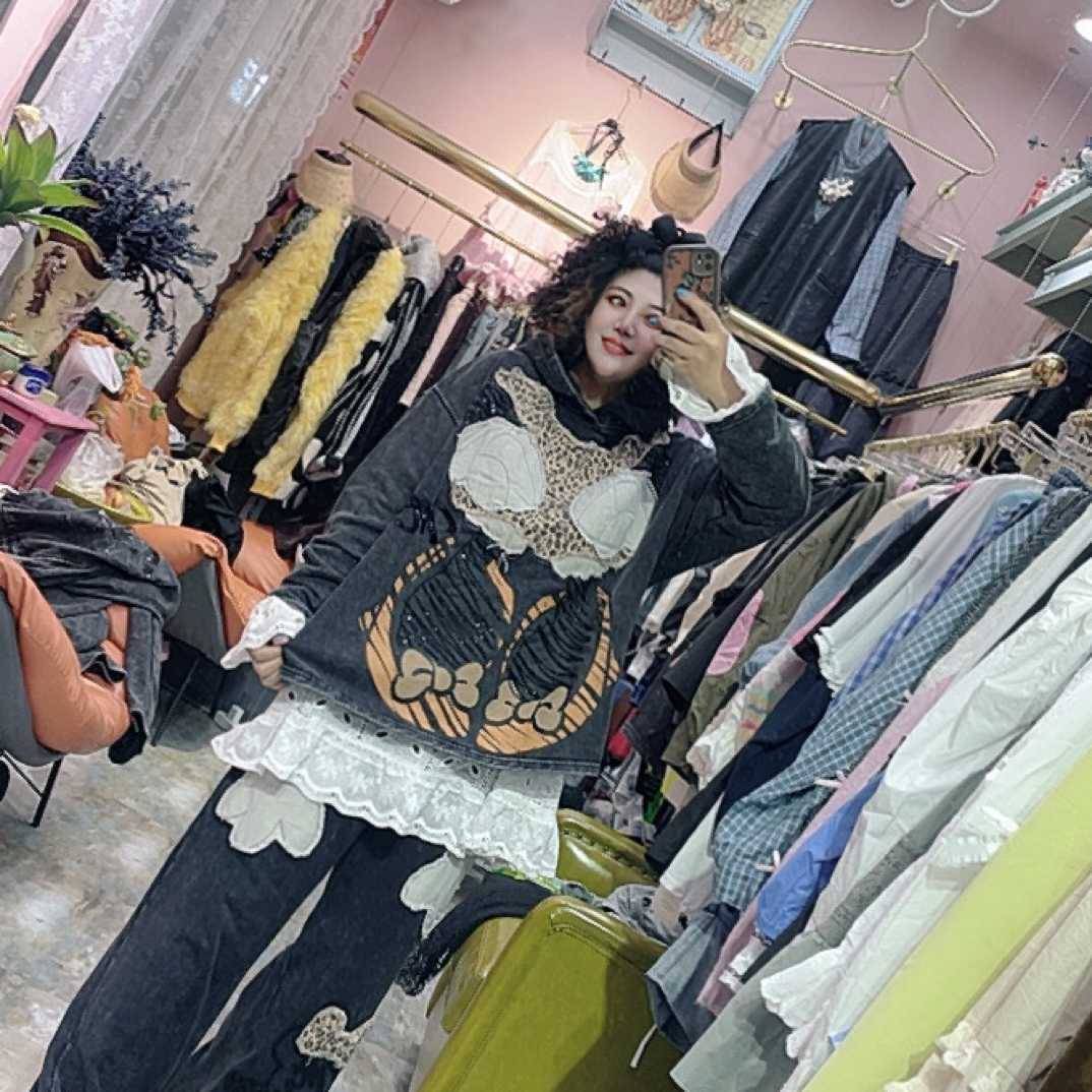 无衣门襟猫咪通勤套头刺绣卫衣上衣韩版港风丁达尔风