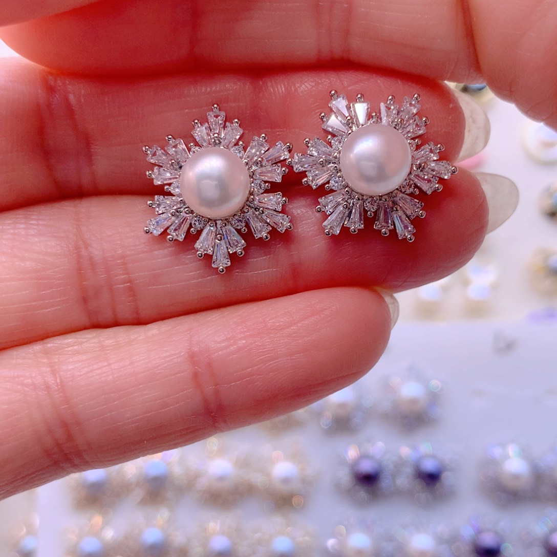 耳饰合金淡水珍珠