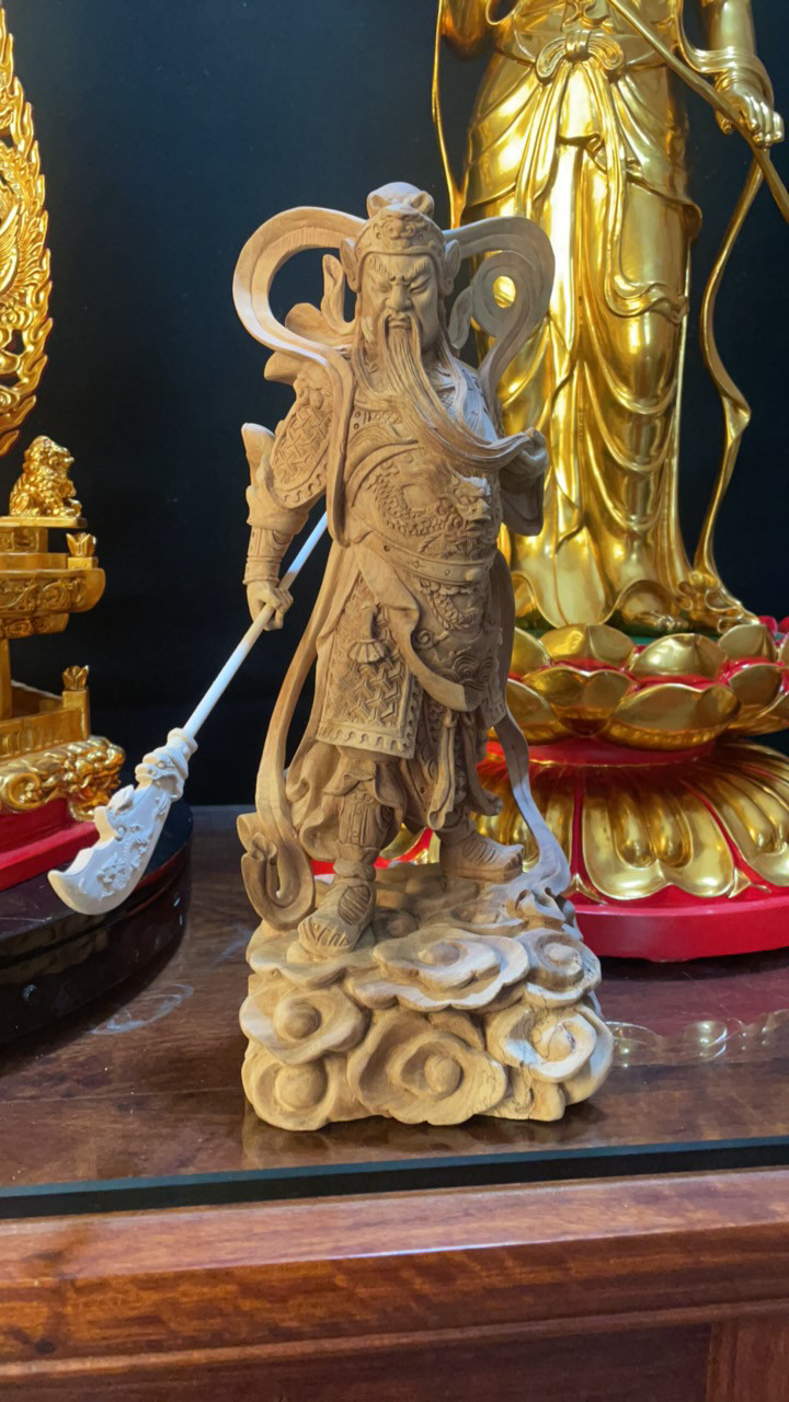 香樟木精雕四大天王神像家居工艺装饰摆件