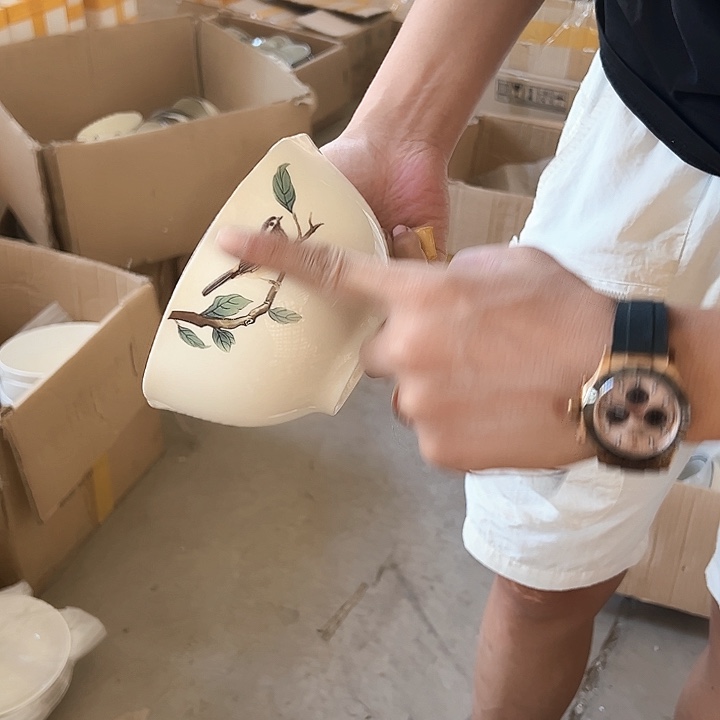 微瑕介意勿拍不退不换 贵妃笑6英寸面碗4只