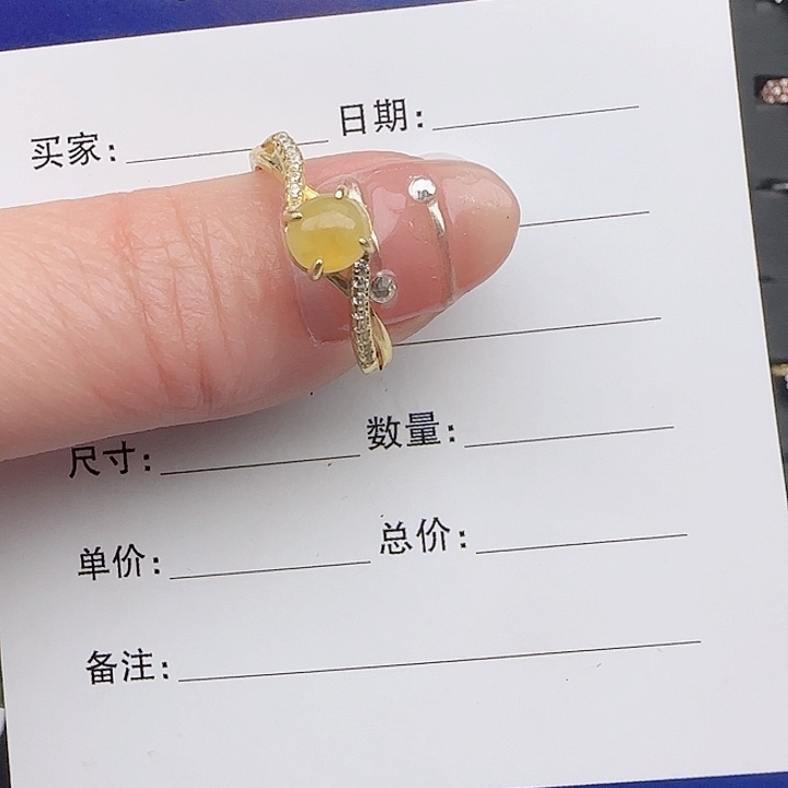 翡翠戒指银S925镶嵌缅甸天然a货s925银镶戒指