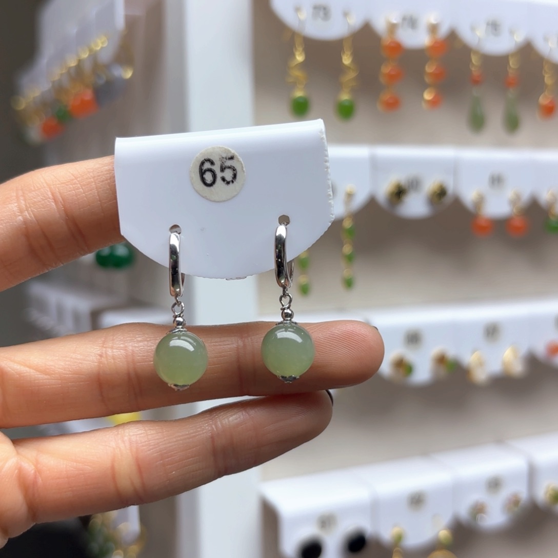 和田玉耳饰银S925镶嵌2