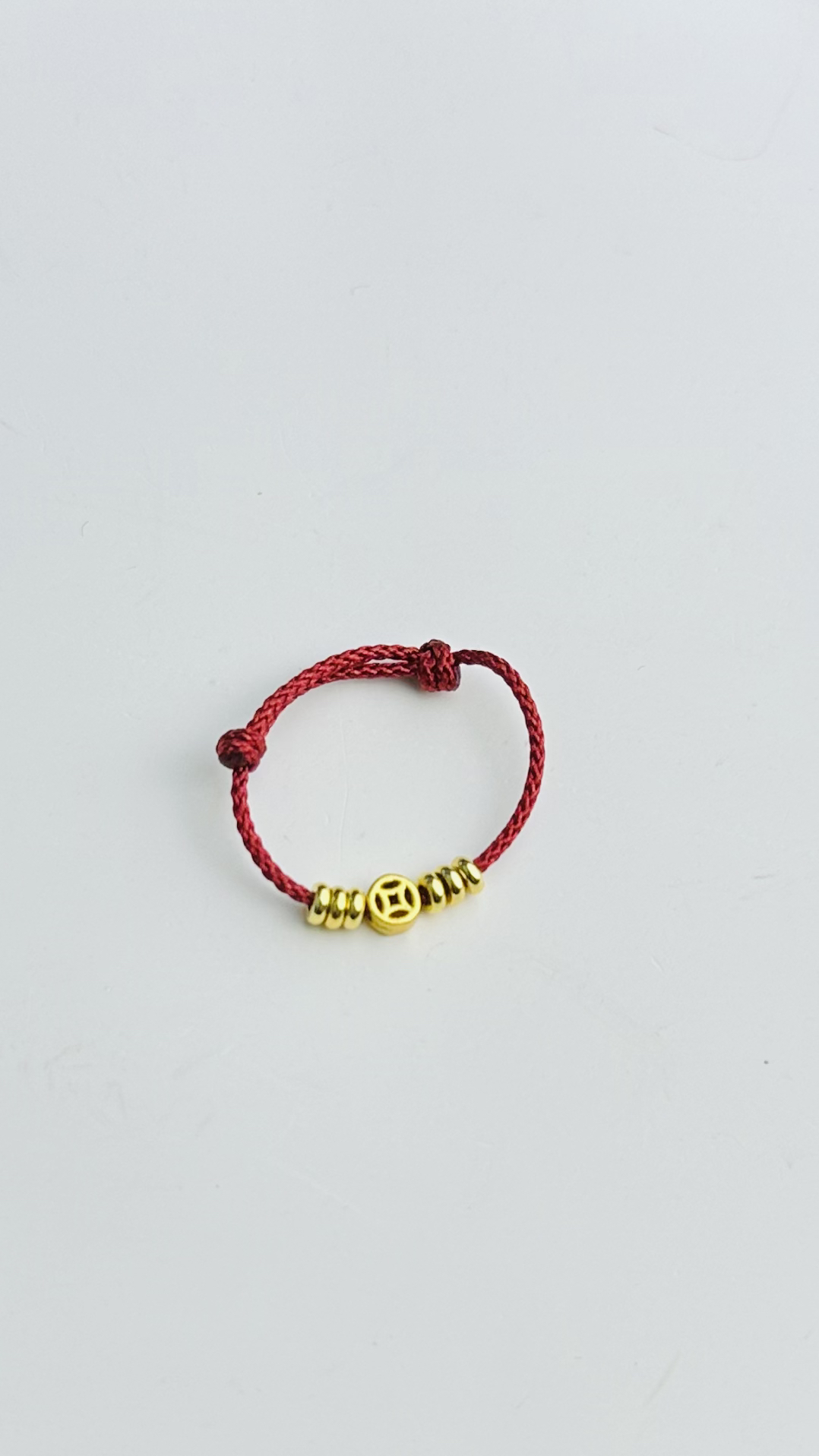 铜合金戒指 手编红绳算盘迷你钱币小戒指