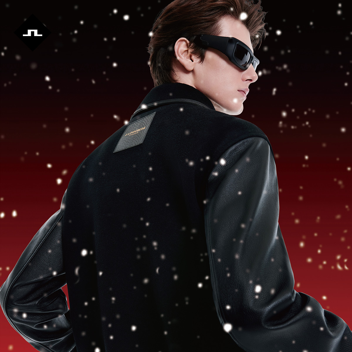 JLINDEBERG金林德伯格男士羊毛拼接牛皮革时尚毛呢翻领夹克外套