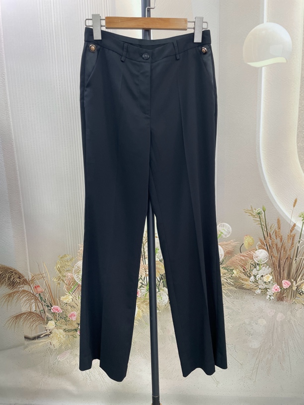 ZLR2025春夏雅家三醋提臀喇叭裤黑色长裤女裤