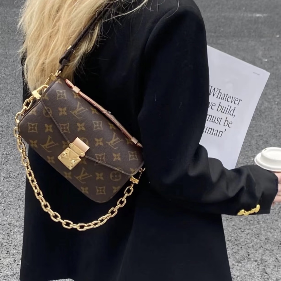 95新 LouisVuitton/路易威登 单肩包 老花PVC金扣芯片 P215051769