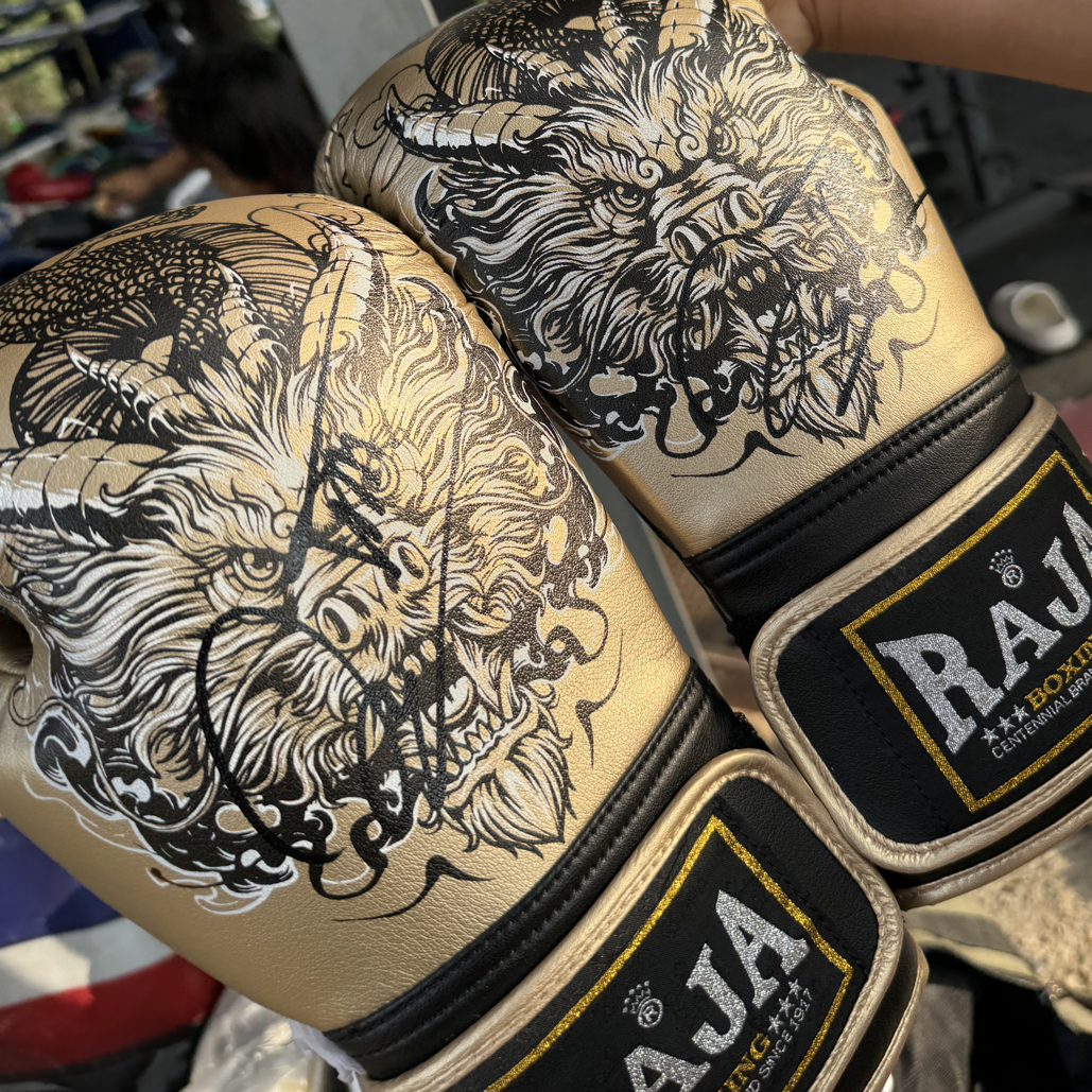 Raja男女成人泰拳散打搏击训练超纤皮系绳拳击手套