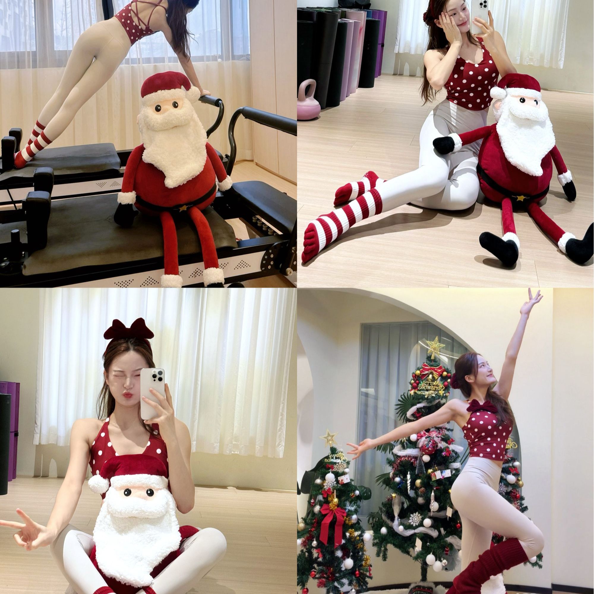 瑜伽服波点固定杯运动内衣女U领交叉背瑜伽服健身外穿美背背心