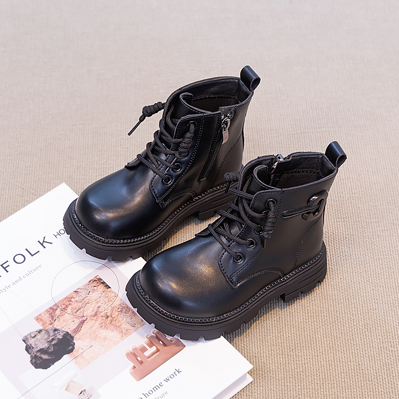 ABC女童靴子单靴洋气百搭2025新款秋冬女大童靴子女孩棉鞋马丁靴